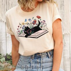 Floral Cat Book Shirt